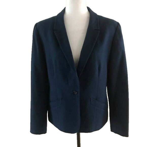 Vintage PENDLETON Blazer Jacket 100% Pure Virgin Wool Navy Blue Lined Size 12? - Picture 1 of 8